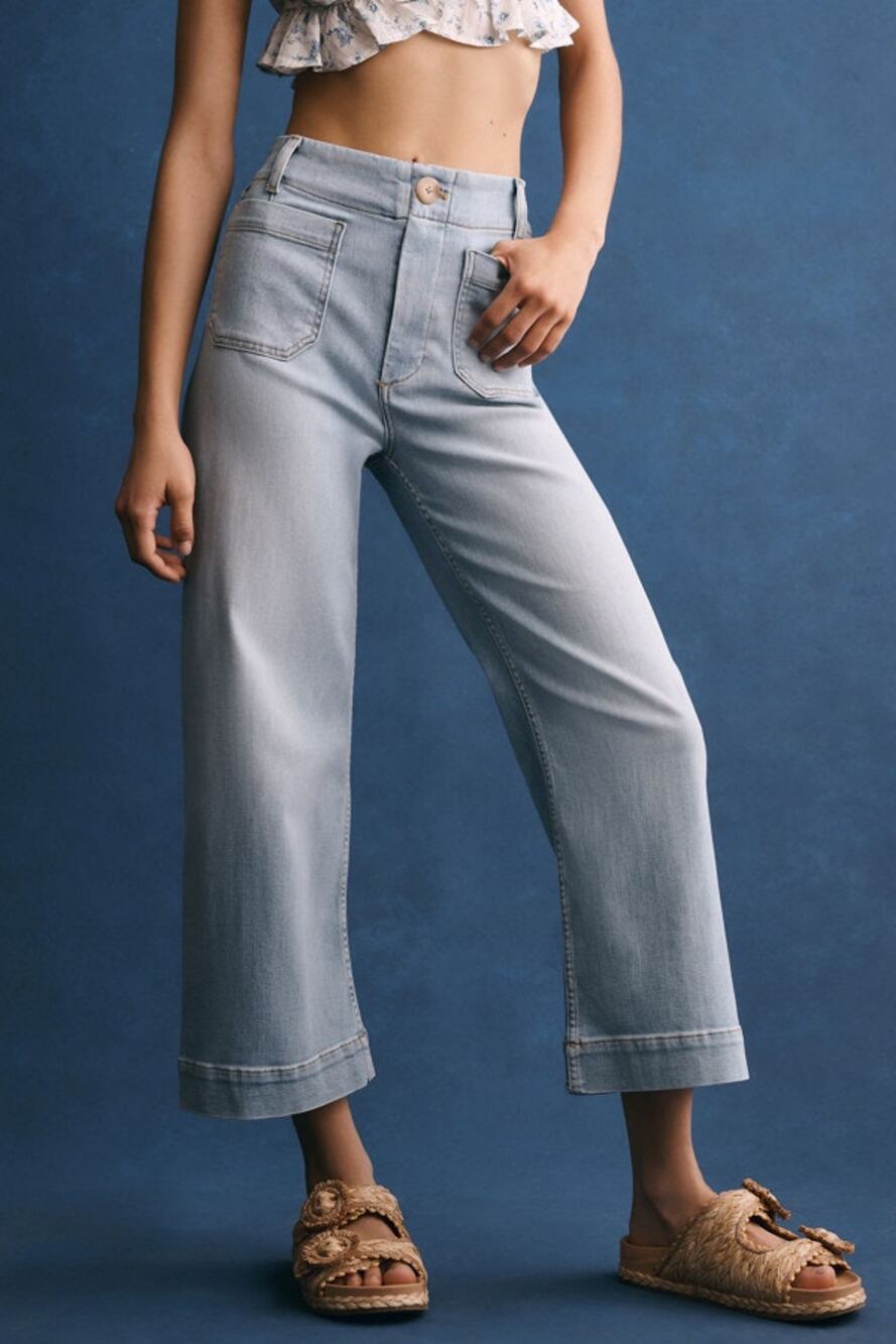 Maeve Anthropologie The Denim Colette Cropped Wide Leg Jeans NWT